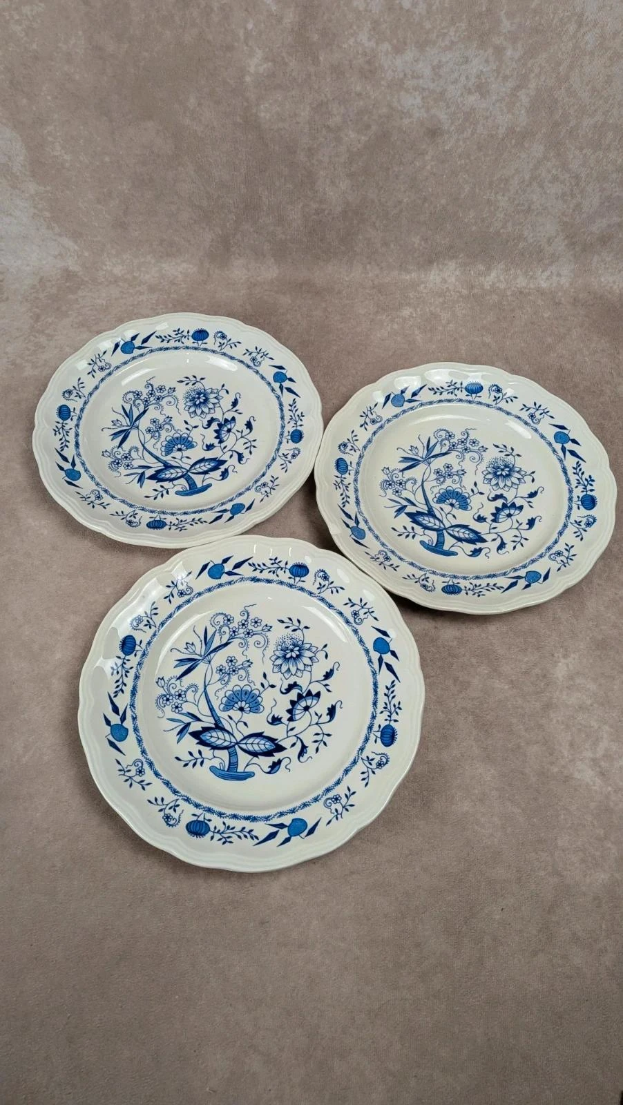 Conjunto de 3 pratos planos Lunéville decoração azul tradicional – photo 2